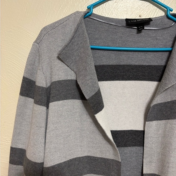 Lane Bryant Gray Stripe Open Front Cardigan Sweater 18/20 Plus Size Cozy Pockets - Picture 5 of 7